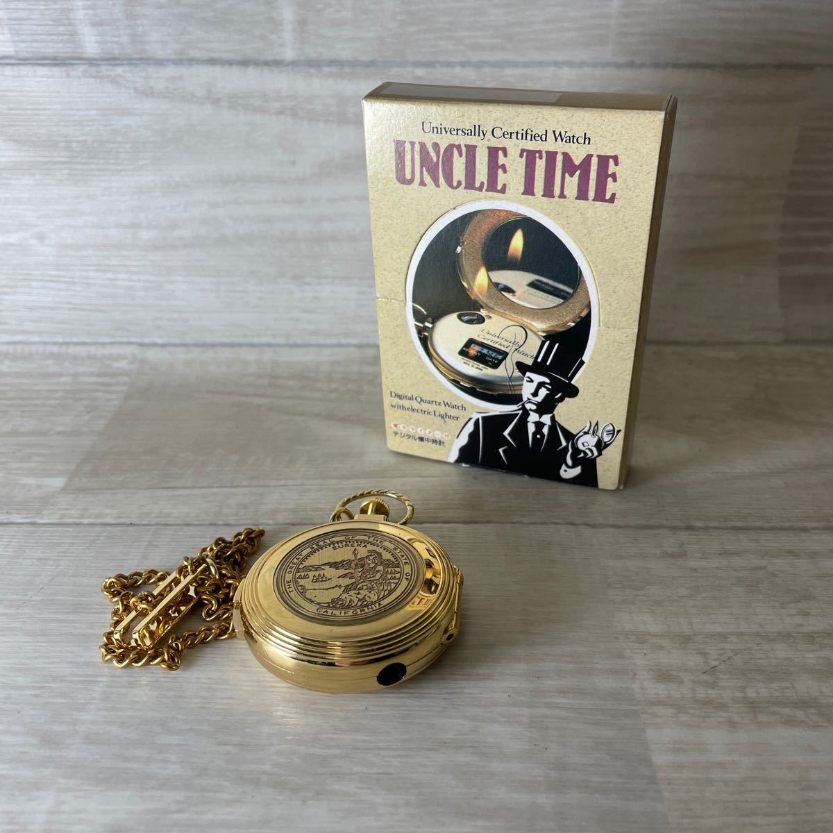 H012907 UNCLE TIME 電子ライター付き懐中時計_画像1