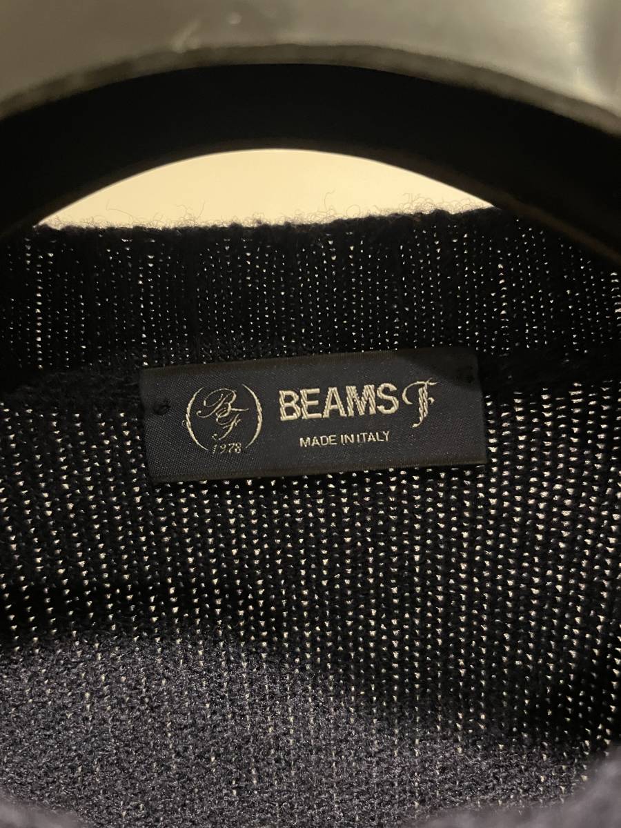 BEAMS F/ middle gauge crew neck knitted navy size 46
