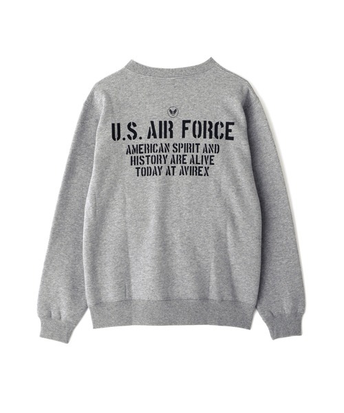 新品 AVIREX アビレックス スウェット M 灰 ミリタリー CREWNECK SWEAT 背ロゴU.S.AIR FORCE_画像1