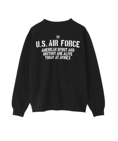 新品 AVIREX アビレックス スウェット M 黒 ミリタリー CREWNECK SWEAT 背ロゴU.S.AIR FORCEの画像1