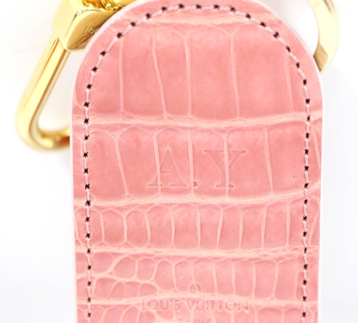 Y6057#* secondhand goods *LOUIS VUITTON Louis Vuitton key ring exotic leather pink initial entering not for sale 