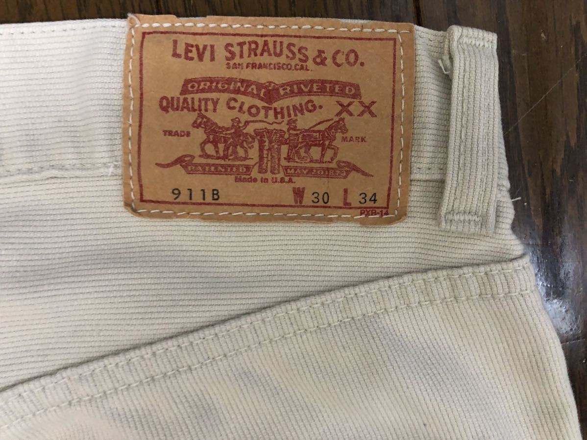 LEVI'S 911B ピケ　復刻　アメリカ製 ボタン裏555 ホワイトリーバイス 98年製当時物 W30 ビッグE_画像2