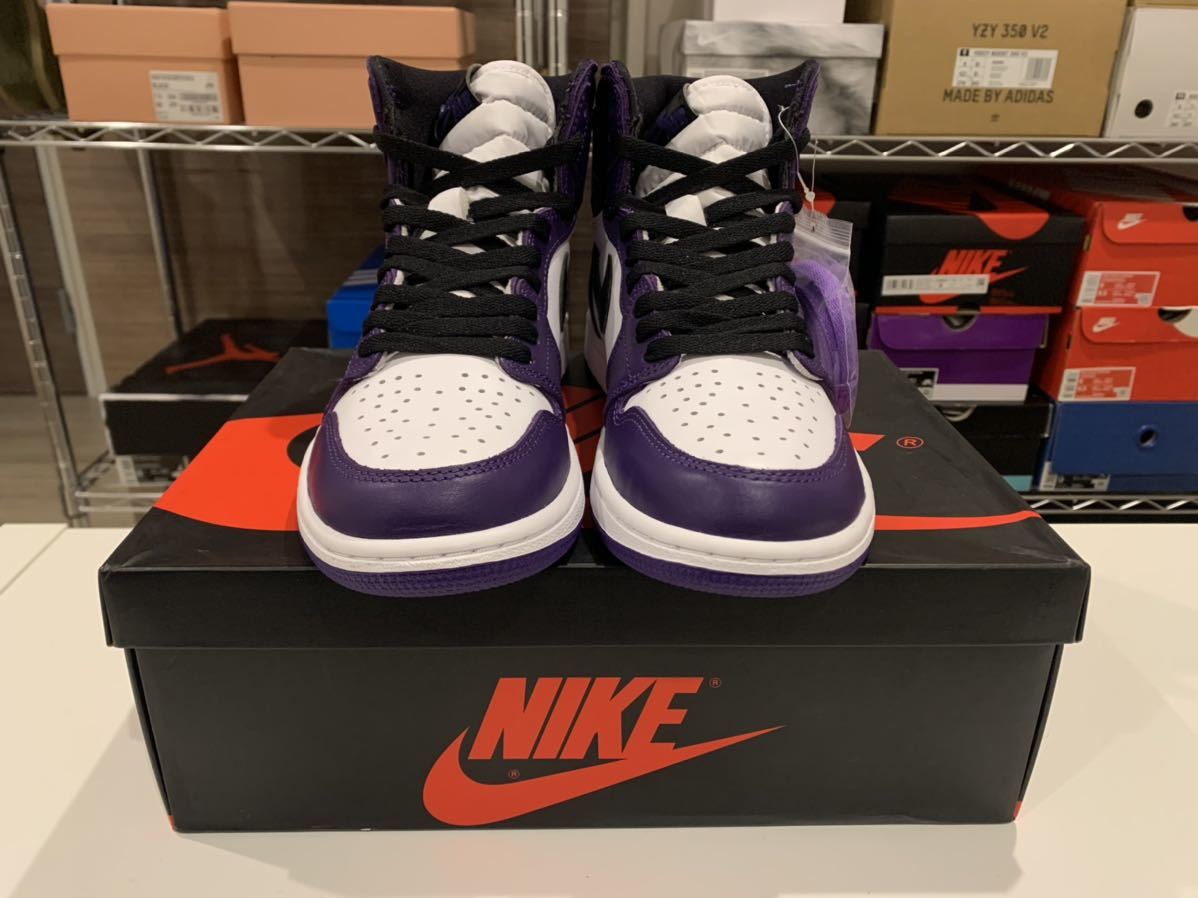 未使用新品NIKE AIR JORDAN 1 RETRO HIGH OG COURT PURPLE ナイキエアジョーダン1レトロコートパープル555088-500 26cm_画像2