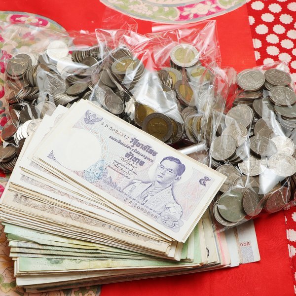 y_4) タイ　外国紙幣　硬貨　コイン　タイバーツ　合計:14,375バーツ　THAI BAHT ◯まとめて◯　大量_画像1