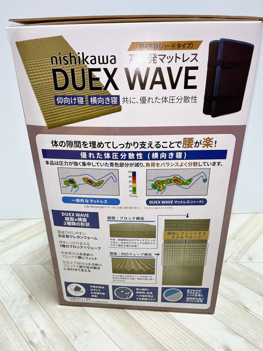西川 高反発 敷布団 マットレス Duex Wave シングル ネイビー 西川 高反発 敷布団 マットレス Duex Wave シングル ネイビー