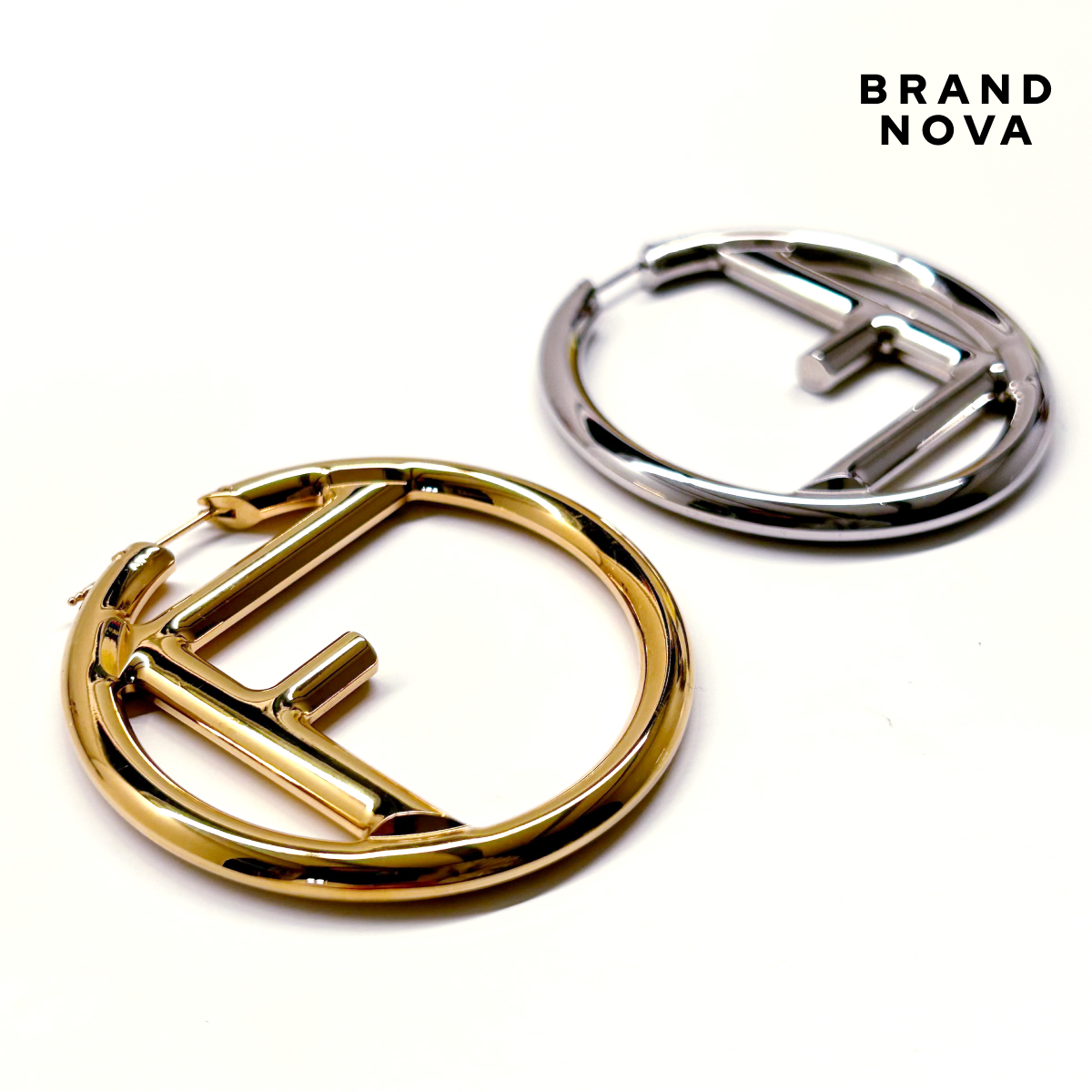 FENDI エフ イズ フェンディ ゴールド&パラジウム フープ FENDI エフ イズ フェンディ ゴールド&パラジウム フープ