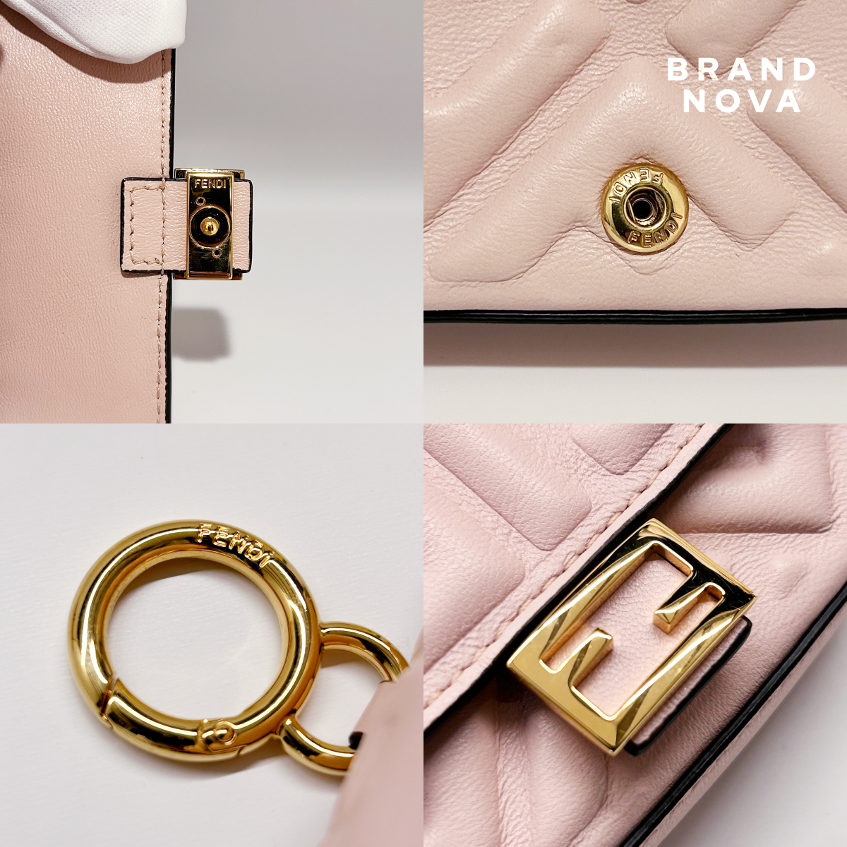 FENDI フェンディ ナノ バゲット チャーム ピンクナッパレザー FENDI フェンディ ナノ バゲット チャーム ピンクナッパレザー