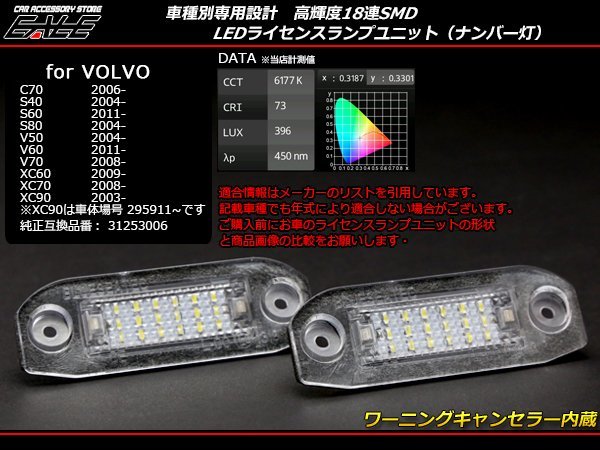 LED license lamp VOLVO Volvo C70 S40 S60 S80 V50 V60 V70 XC60 R-182