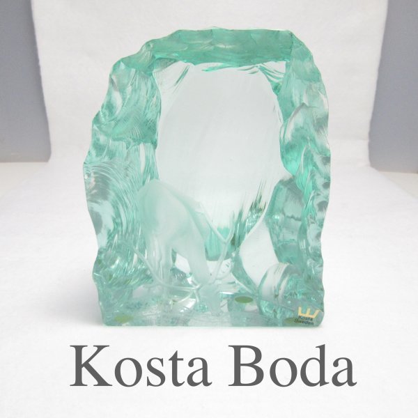 【Kosta Boda】ガラス 鹿のオブジェ/ペーパーウェイト【V Lindstrand】スウェーデン