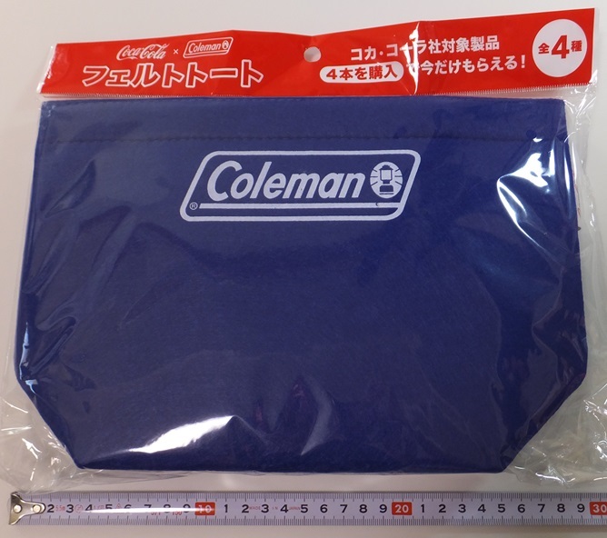 ≪送料140～≫未開封・新品★CocaCola コカ・コーラ × Coleman コールマン フェルトトート ネイビー★紺 ふんわり 非売品_画像1