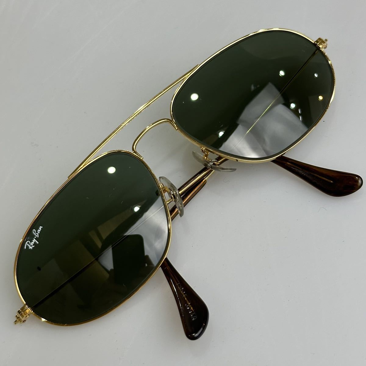 美品!!希少 90s B&L Ray-Ban W1597 ファッションメタル フェイバー 58㎜ ゴールド G-15 ボシュロム USA レイバン メタル 廃盤品_画像8