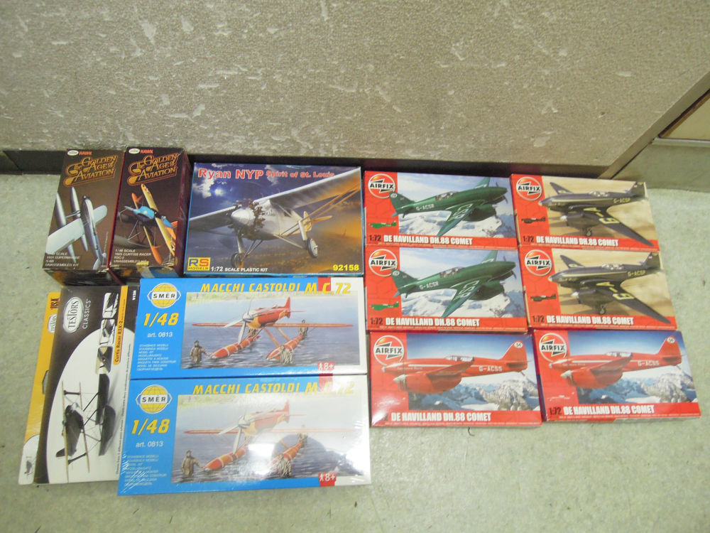 3335) 未組立 AIRFIX SMER TESTORS RS MODELS 1/48 1/72 MACCHI CASTOLDI M.C.72/DE HAVILLAND DH.88 COMET/Ryan NYP 他 12個セット_画像1