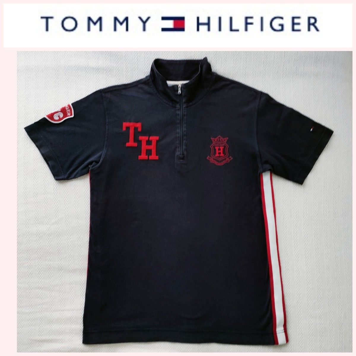 【美品】TOMMY HILFIGERトミーヒルフィガー　ロゴ刺繍　ワッペン　高級ライン レア　ポロシャツ Ｓ（USサイズ）日本Ｍ 