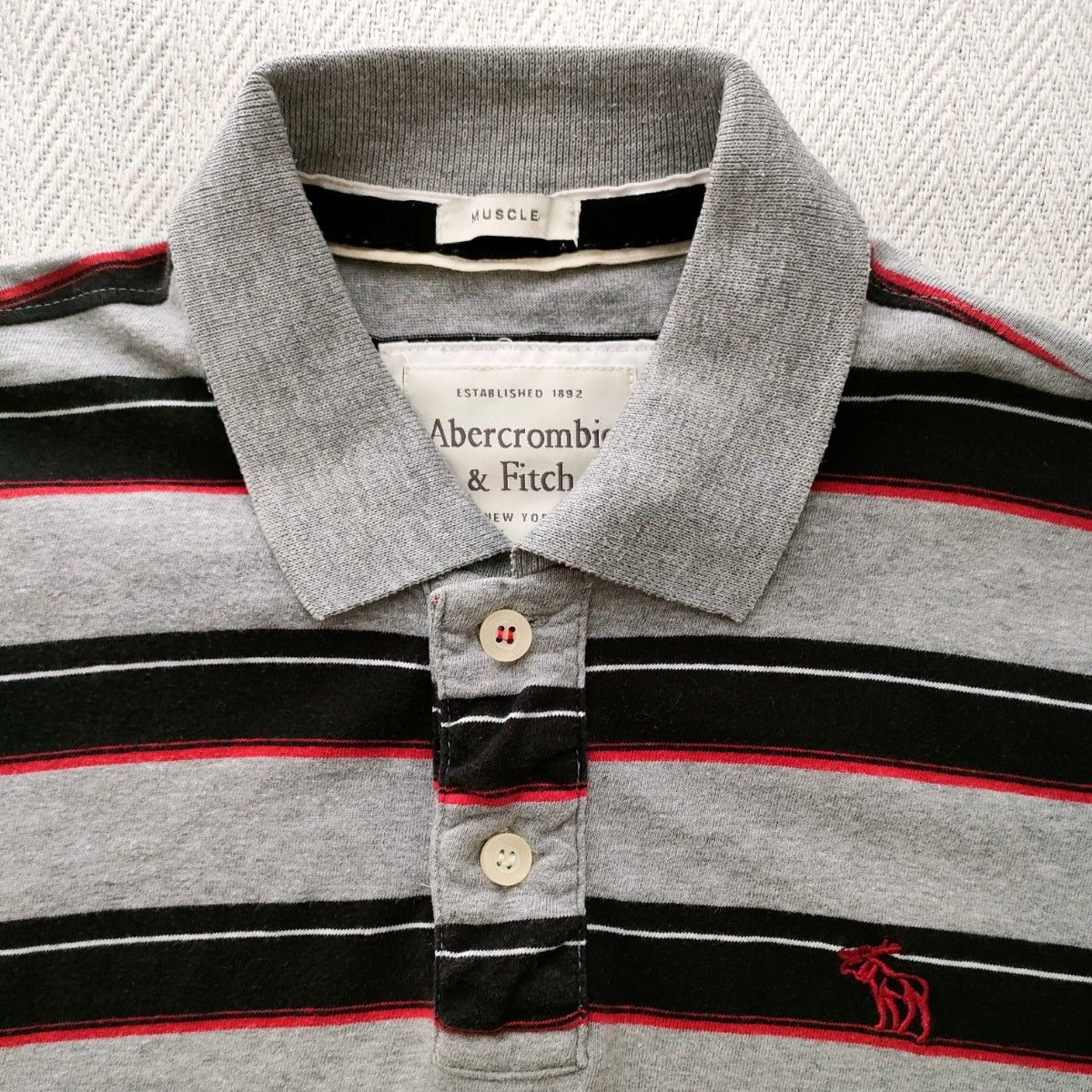 【正規品】Abercrombie & Fitchアバクロンビー＆フィッチ　刺繍　半袖ポロシャツ　レア　お洒落　メンズ　M