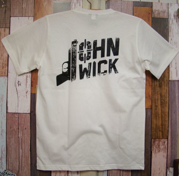 【送料無料】L/白★新品ジョン・ウィック【John Wick】銃★プリントＴシャツ_画像3