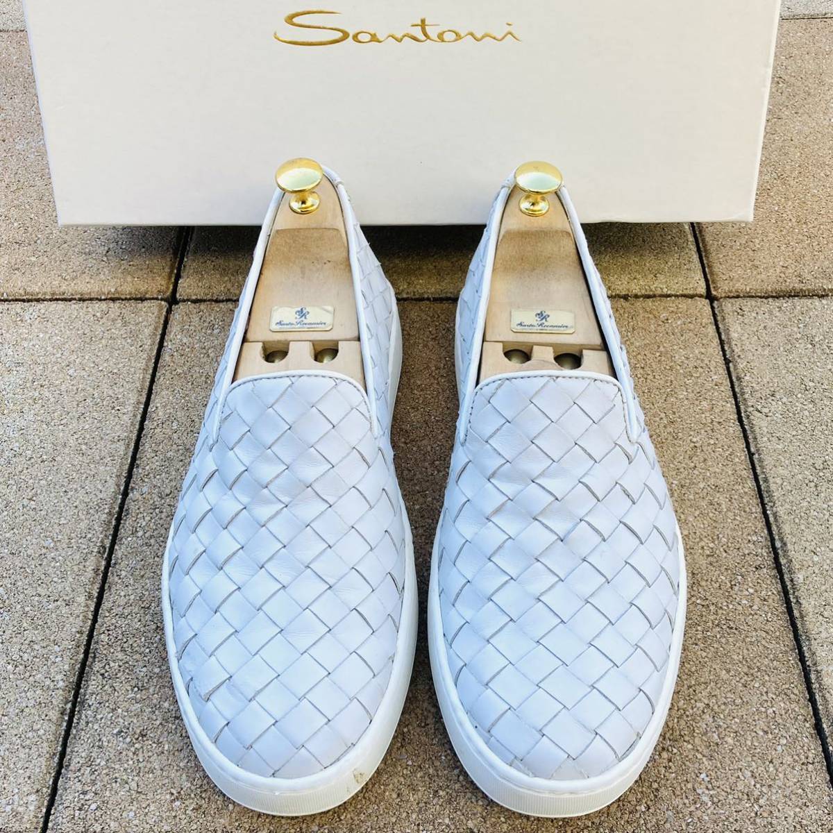 Santoni ブラウン シューズ サイズ7 1/2 美品 SANTONI サントーニ サイズ7 約25cmスリッポン スニーカー