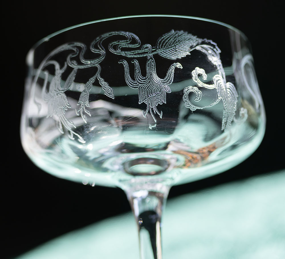 1921年～ ケンブリッジグラス マジョリー クリスタル エッチング カクテル シャンパン グラス 酒 バーグラス アメリカ アンティーク_画像2
