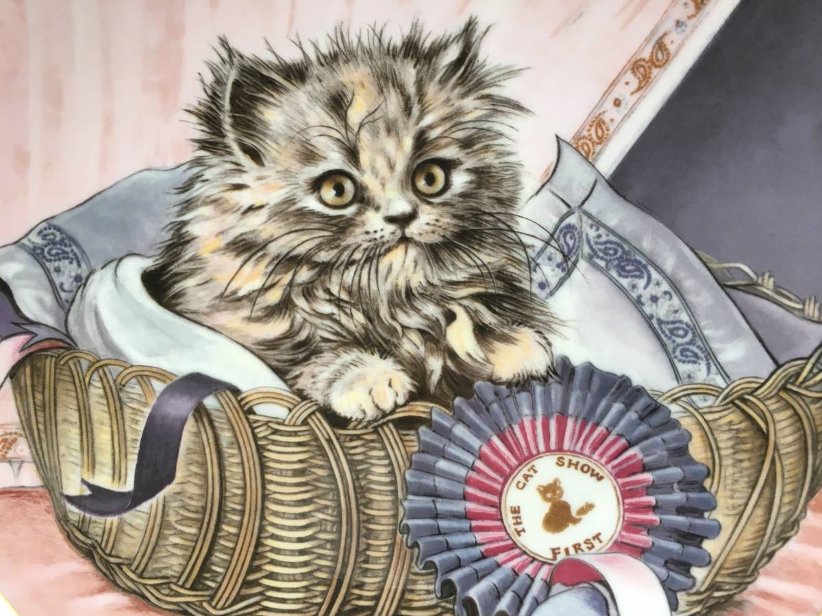 限定品 ロイヤル ウースター ハミルトン コレクション 1等賞 可愛らしい子 ねこ 猫 絵皿 飾り皿 ネコ_画像2