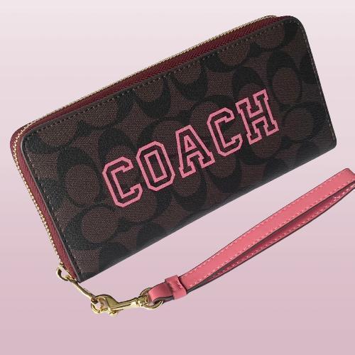 新品未使用】COACH 長財布 ヴァーシティ ブラウン×ウォーターメロン