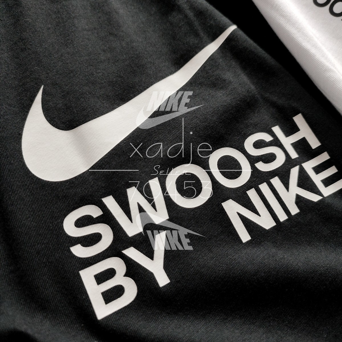 新品 正規品 NIKE ナイキ NSW SWOOSH スウッシュ プリント 長袖 ロンT 2枚セット 黒 ブラック 白 ホワイト XL_画像3