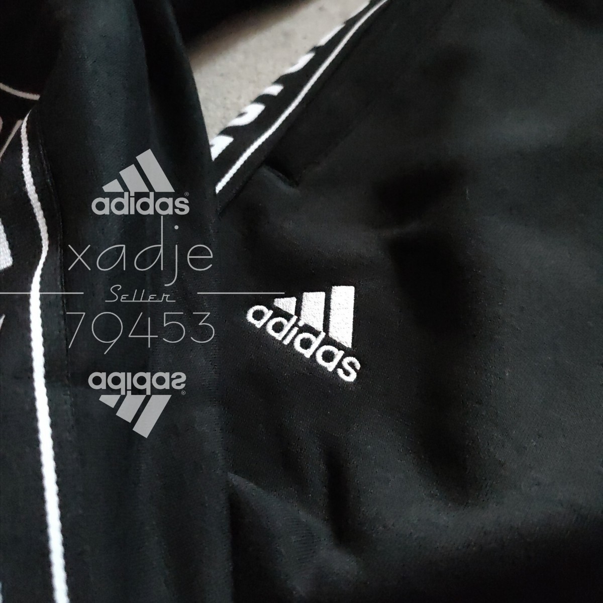 新品 正規品 adidas アディダス THREE STRIPES 上下セット セットアップ パーカー スウェットパンツ 黒 ブラック 白 ホワイト 裏起毛 XL_画像6