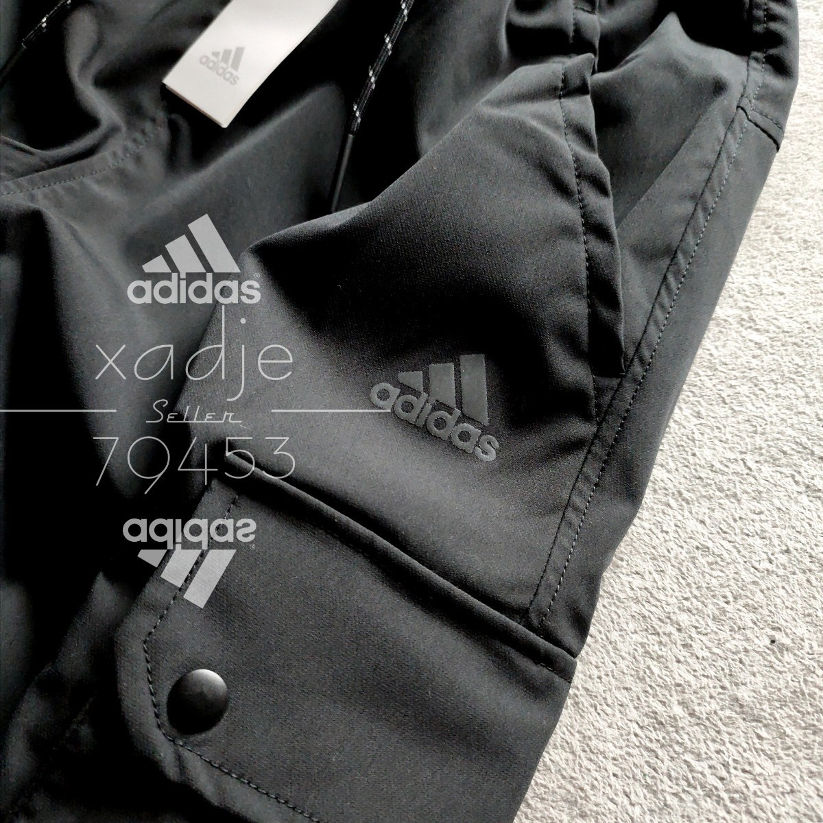 新品 正規品 adidas アディダス ウーブン パンツ 6ポケット カーゴパンツ 黒 ブラック ロゴ ストレッチ有り L_画像3