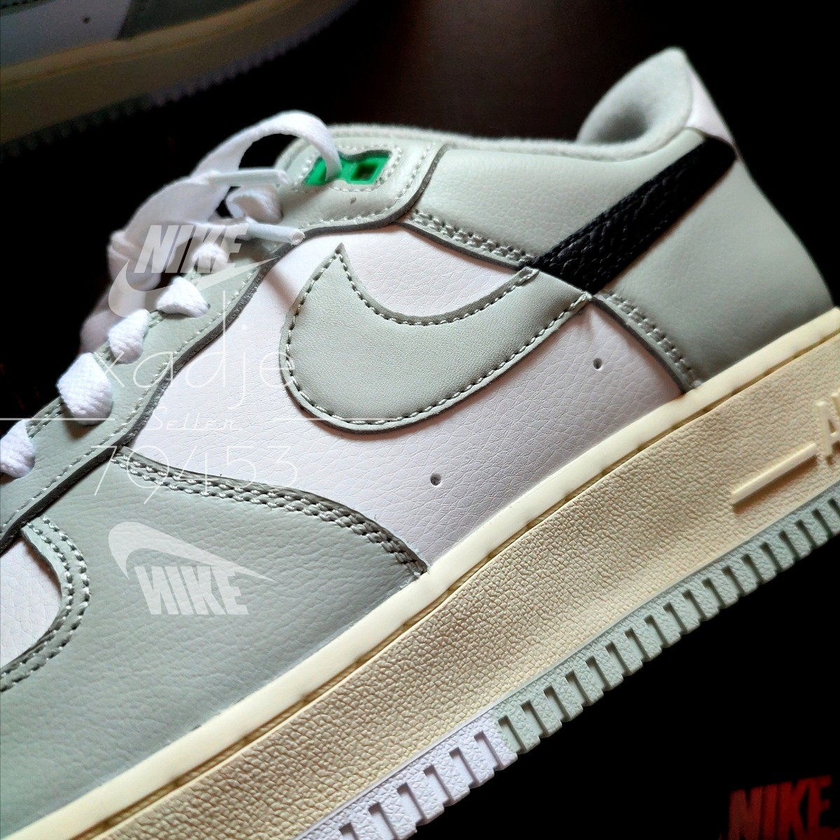 新品 正規品 NIKE ナイキ AIR FORCE1 LOW エアフォース1 ロー スプリット 白 ホワイト ライトシルバー 黒 30cm US12 箱付き_画像2