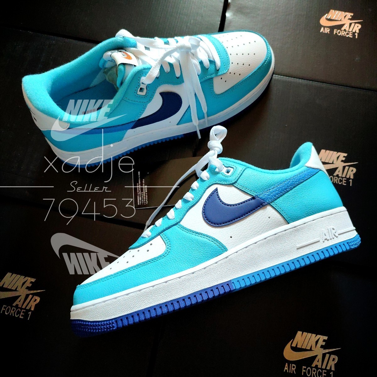 新品 正規品 NIKE ナイキ AIR FORCE1 LOW エアフォース1 ロー スプリット 白 ホワイト 水色 青 29cm US11 箱付き_画像1