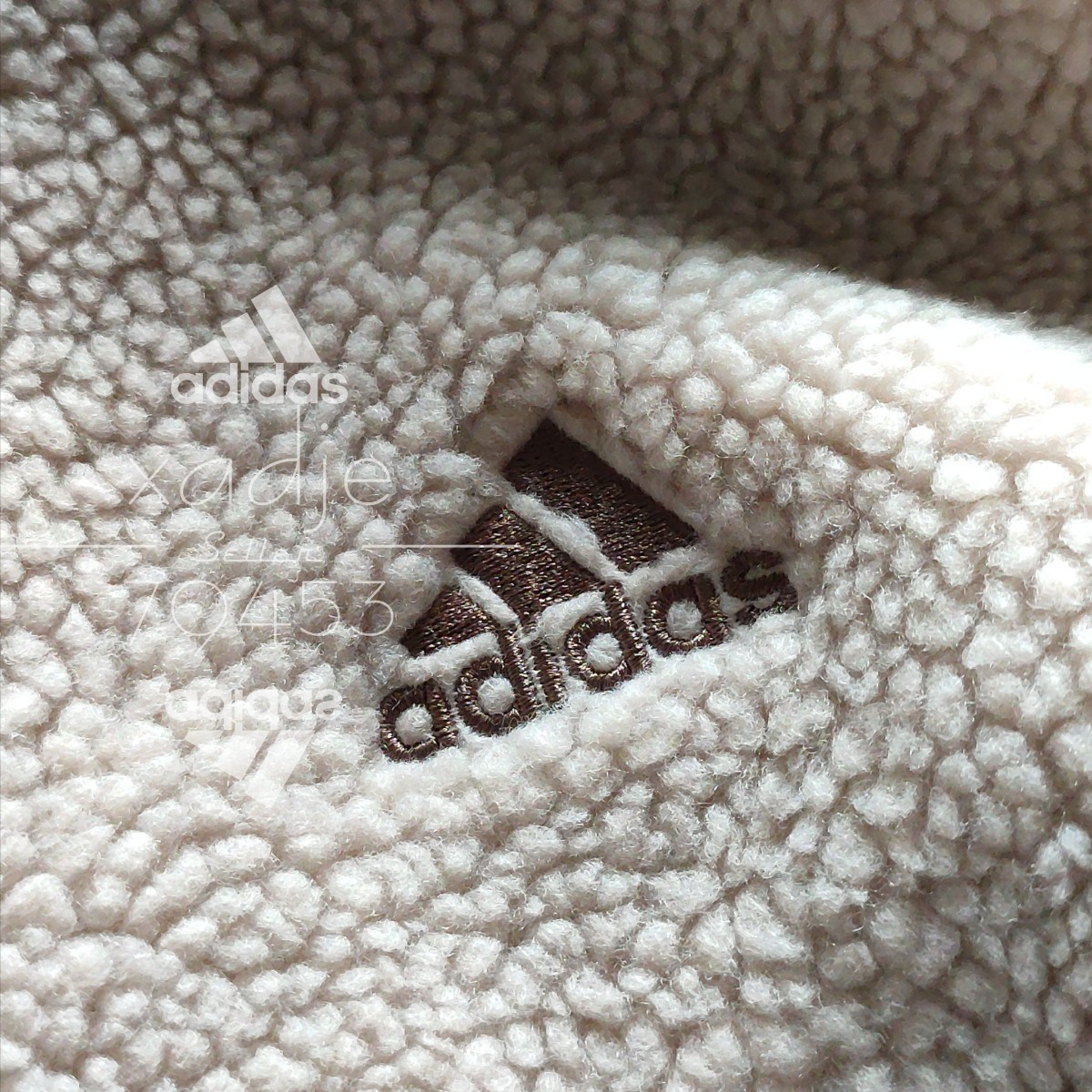 新品 正規品 adidas アディダス THREE STRIPS ボア ジャケット ベージュ ブラウン ロゴ 刺繍 バックプリント ゆるめ ダブルジップ 厚手 2XL_画像3