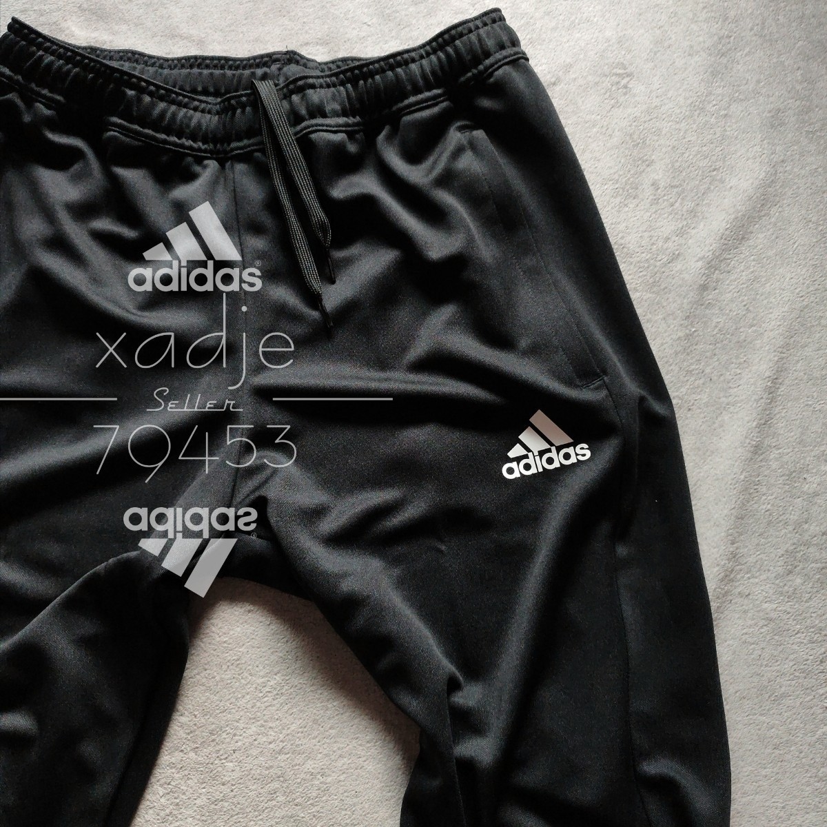 新品 正規品 adidas アディダス 上下セット セットアップ ジャージ 黒 ブラック 白 三本ライン 裾ファスナー付き O XL_画像7