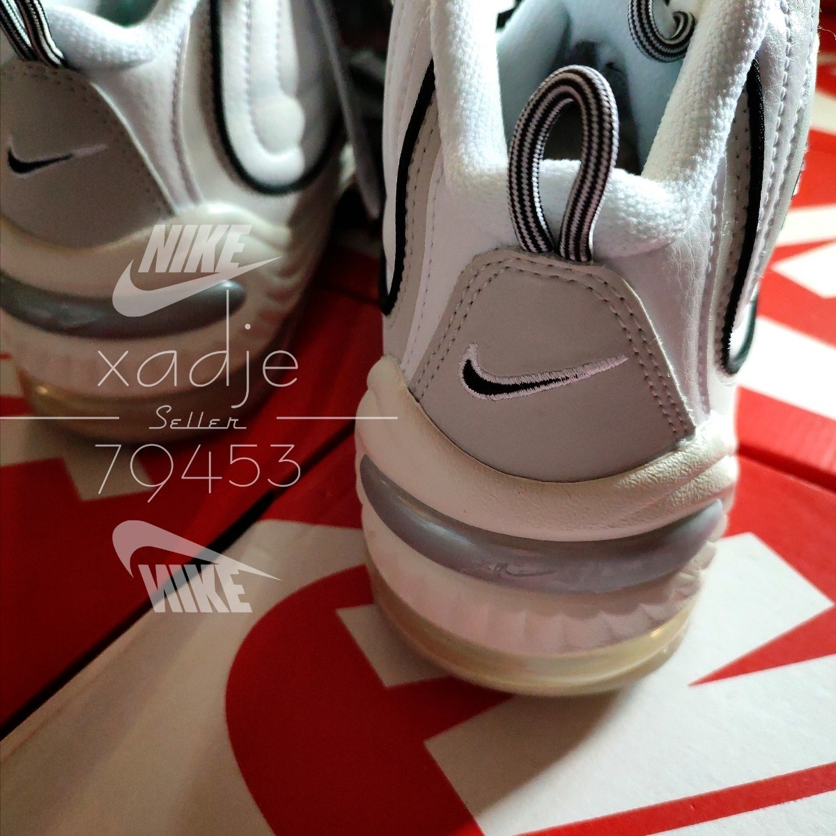 新品 正規品 NIKE ナイキ AIR PENNY 2 エアペニー 白 ホワイト 黒 シルバー クリアソール 26.5cm US8.5 箱付き_画像7