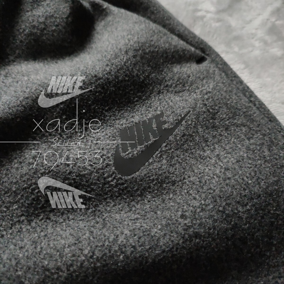新品 正規品 NIKE ナイキ 上下セット パーカー パンツ ロゴ プリント セットアップ ダークグレー ふわふわ素材 防寒 厚手 テック XL_画像7