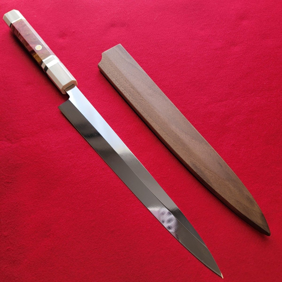 鞘付き 9寸270mm V金10号 鏡面仕上げ 本焼き 柳刃包丁 刺身筋 鞘付き 9寸270mm V金10号 鏡面仕上げ 本焼き 柳刃包丁 刺身筋