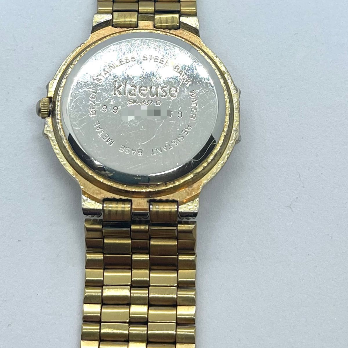 稼働　Klaeuse メンズ腕時計　天然ダイヤモンド　12P シェル文字盤　ドレスウォッチ　メンズ　ゴールド　カットガラス