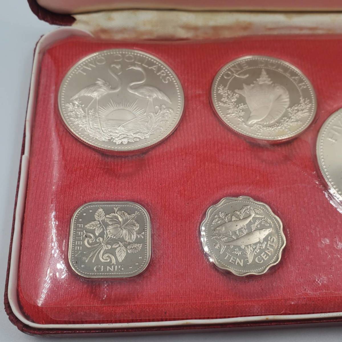 #大竹 4395D バハマ プルーフ貨幣セット 1974 9枚セット　ケース入り コイン 記念品 セット 貴重品 シルバー THE BAHAMAS_画像2