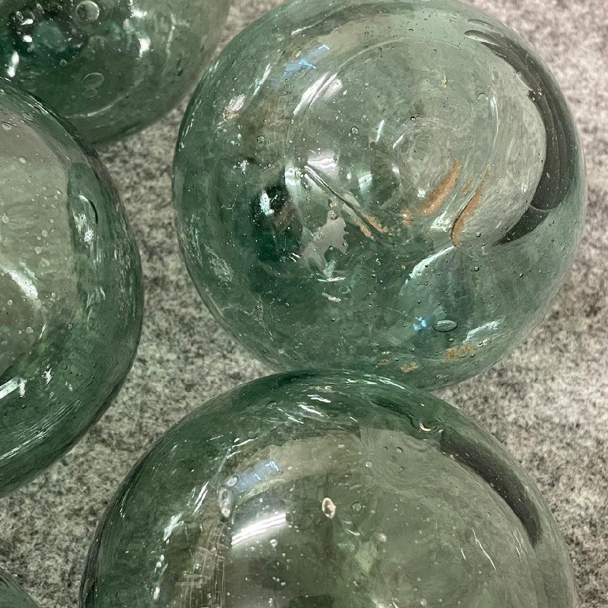 浮き球 ガラス玉 吹きガラス 気泡 昭和レトロ 漁業 古民具 30個セット 直径約10㎝前後 051502K/N8_画像5