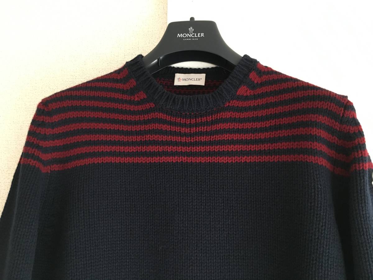 新品 本物 モンクレール ヴァージンウール カシミヤ ボーダー ニット M