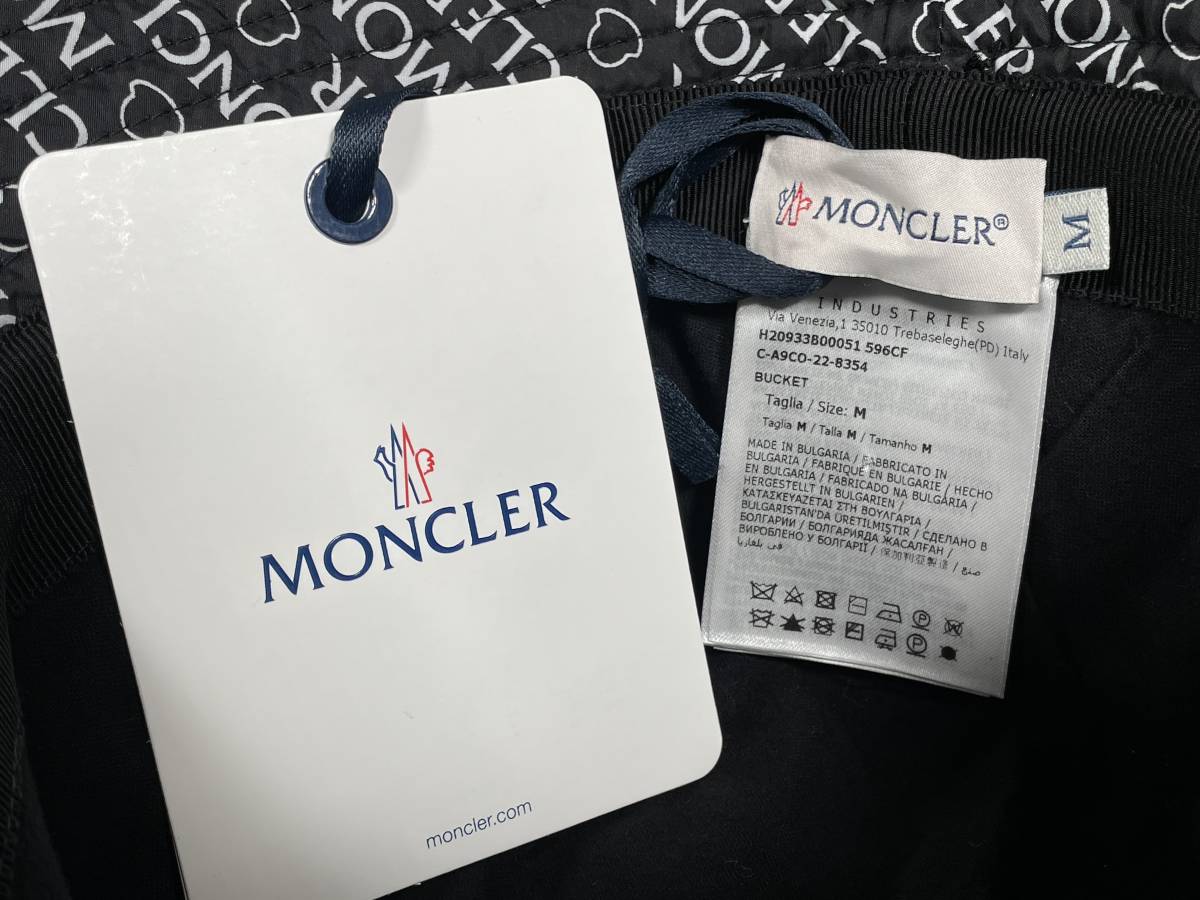 新品 本物 モンクレール MONCLER ロゴ バケット ハット M 黒 ブラック 白 ホワイト 帽子 サファリハット バケットハット バケハ ロゴ_画像6