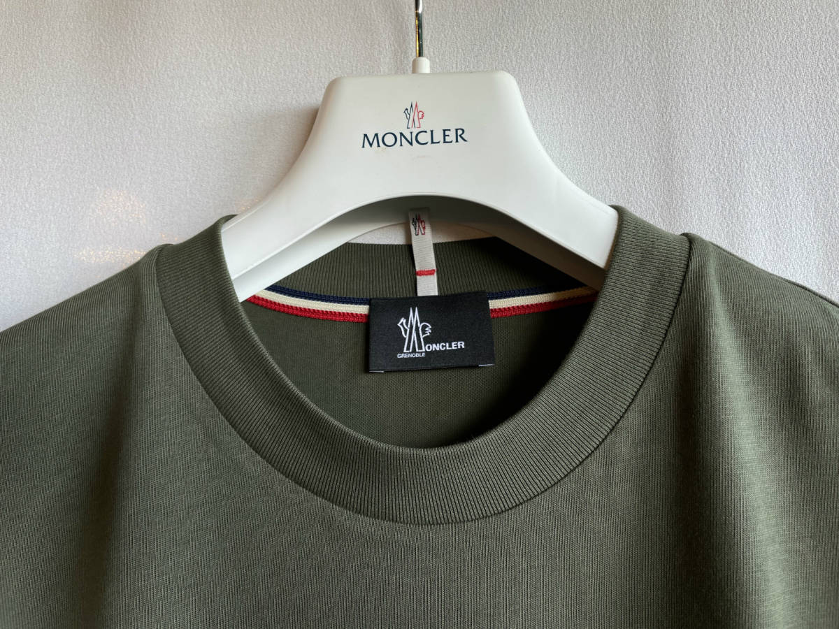 新品 本物 モンクレール グルノーブル ロゴ プリント Tシャツ S MONCLER カーキ ロゴ ロンT ロング グルノーブル GRENOBLEの画像3