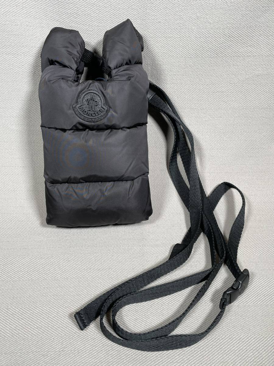 新品 本物 モンクレール MONCLER ダウン ミニ ショルダー バッグ LEGERE ブラック 黒 バック ロゴ ストラップ ミニバッグ ポーチ_画像1