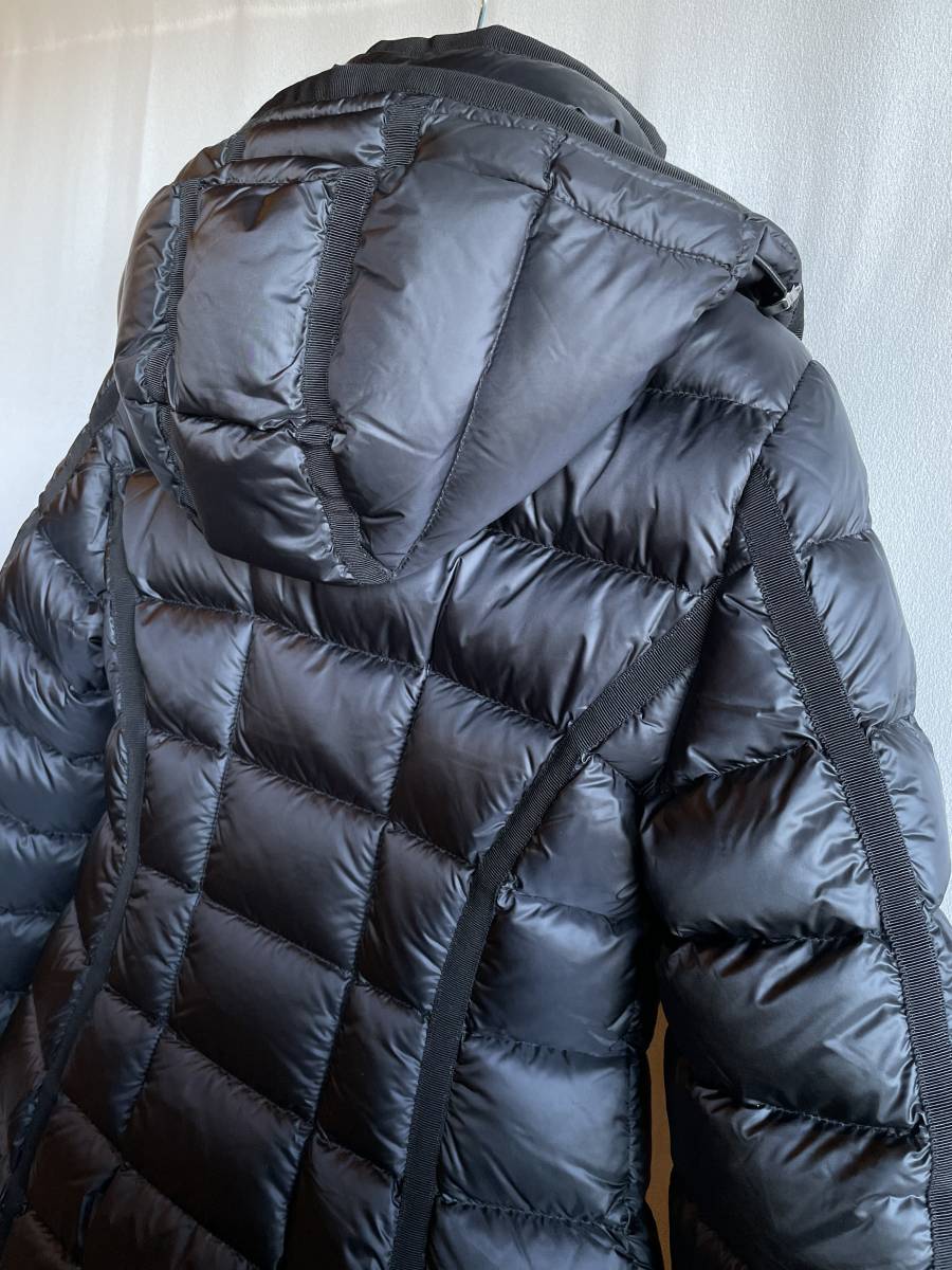 レシート有 新品 本物 モンクレール HERMINE ダウン コート 0 Moncler ジャケット ブラック 黒 ロゴ エルミンヌ _画像3