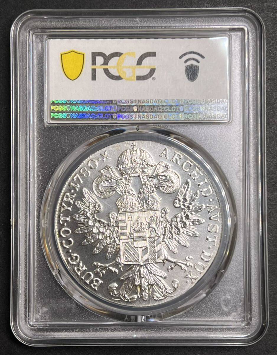 外国銀貨 オーストリア銀貨　1780年 マリアテレジア ターラー銀貨 リストライク版 pcgs MS69 古銭　アンティーク_画像2