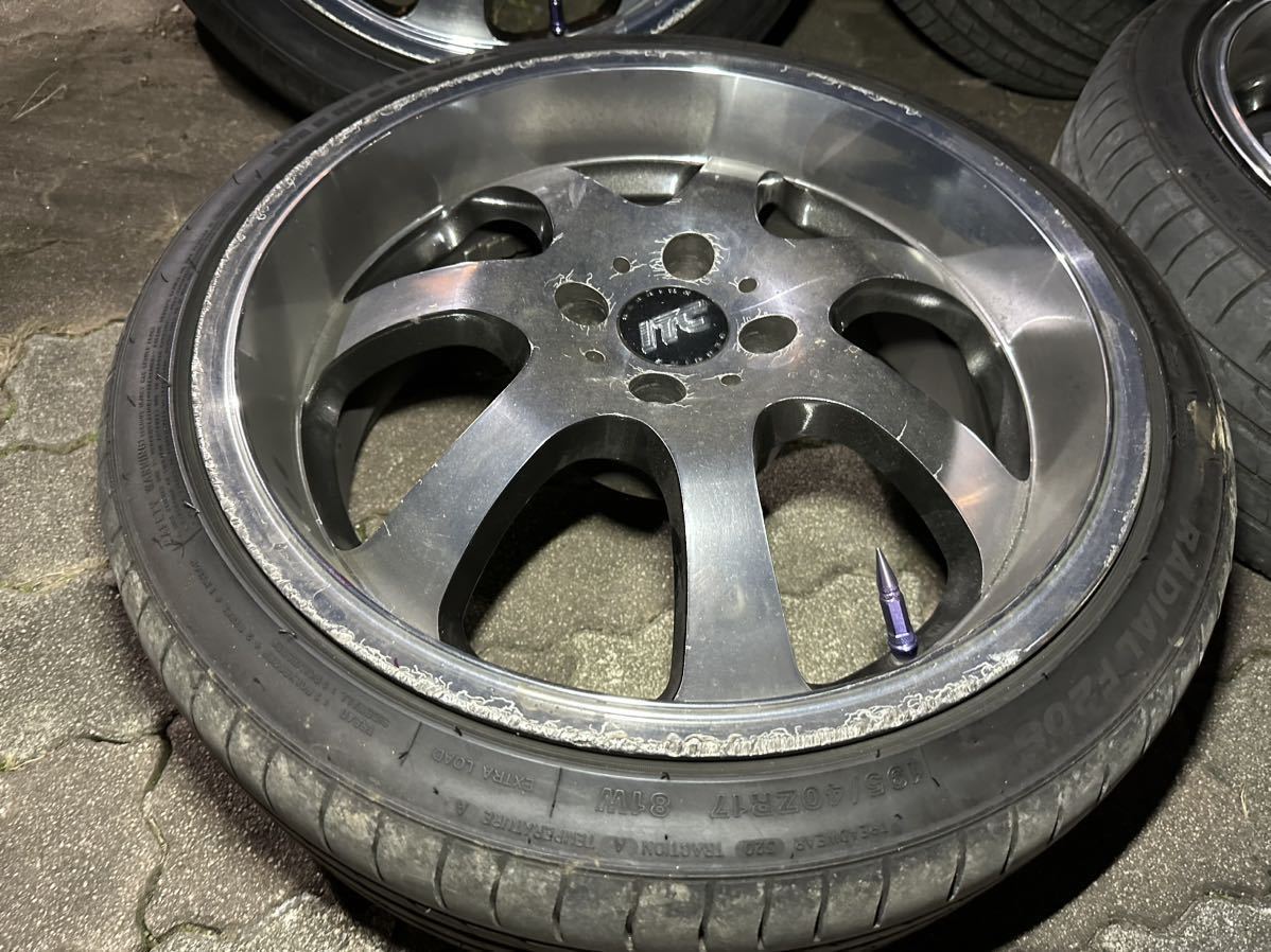 17インチ4穴 深リム 7.0J ＋25 PCD100 4本タイヤ付き195/40R17の画像2