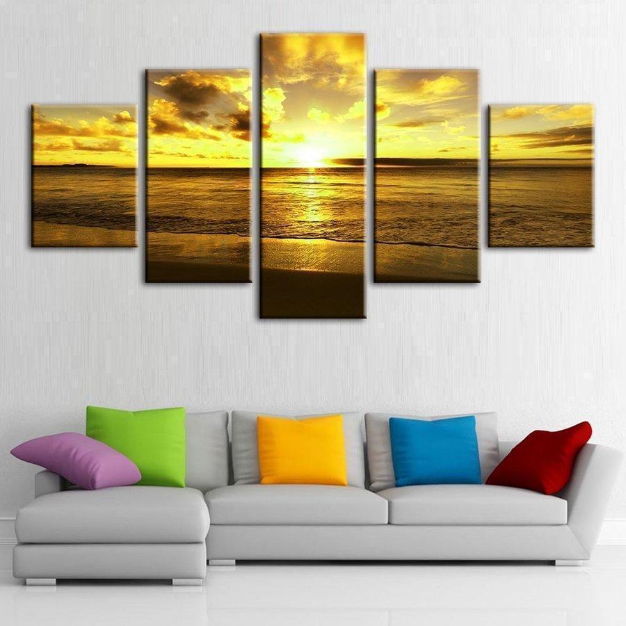 5 point set art panel picture interior ornament Northern Europe stylish poster feng shui leaf flower green plant oil painting light weight popular art board modern 