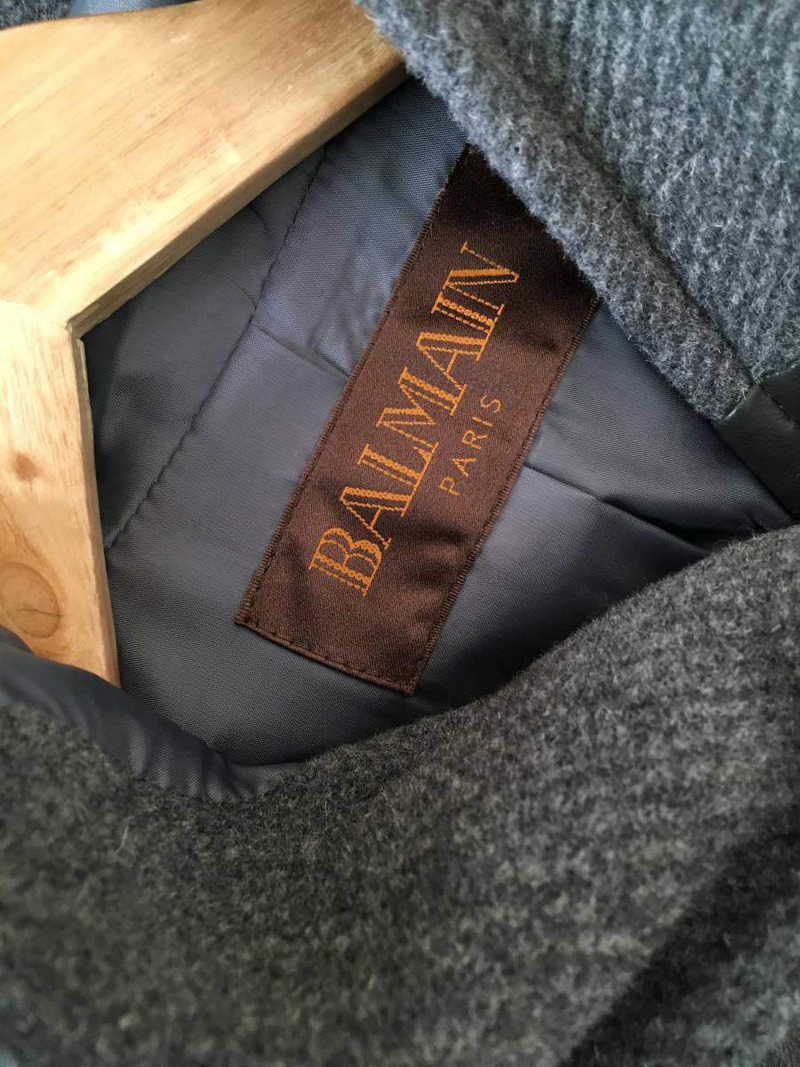  прекрасный товар BALMAIN Balmain кожа имеется пальто 13 номер 