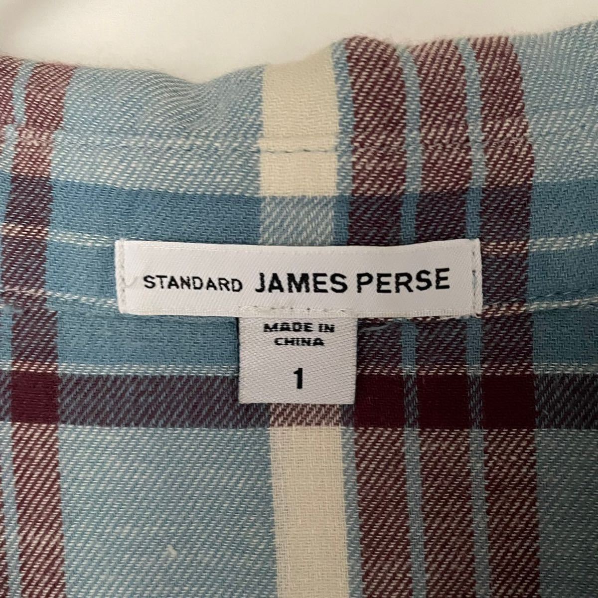 JAMES PERSE ジェームスパース 美品 チェックシャツ シャツ ブラウス 長袖シャツ チェック コットン リネン 綿 麻 ブルー size 1_画像6