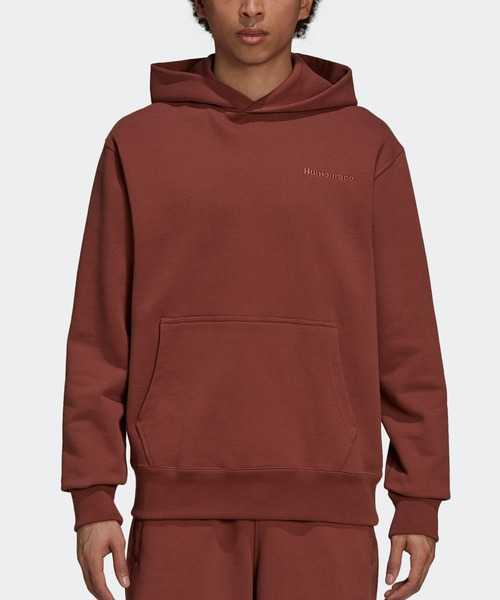 新品 adidas by Pharrell Williams PW Basics Hoodie XS 定価13,200円 BROWN ブラウン 茶色 無地 パーカー スウェット ファレル human