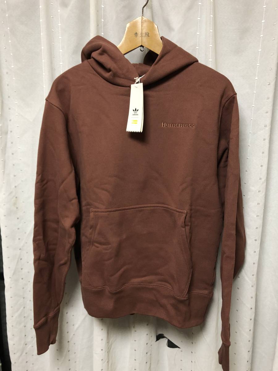 新品 adidas by Pharrell Williams PW Basics Hoodie XS 定価13,200円 BROWN ブラウン 茶色 無地 パーカー スウェット ファレル human 