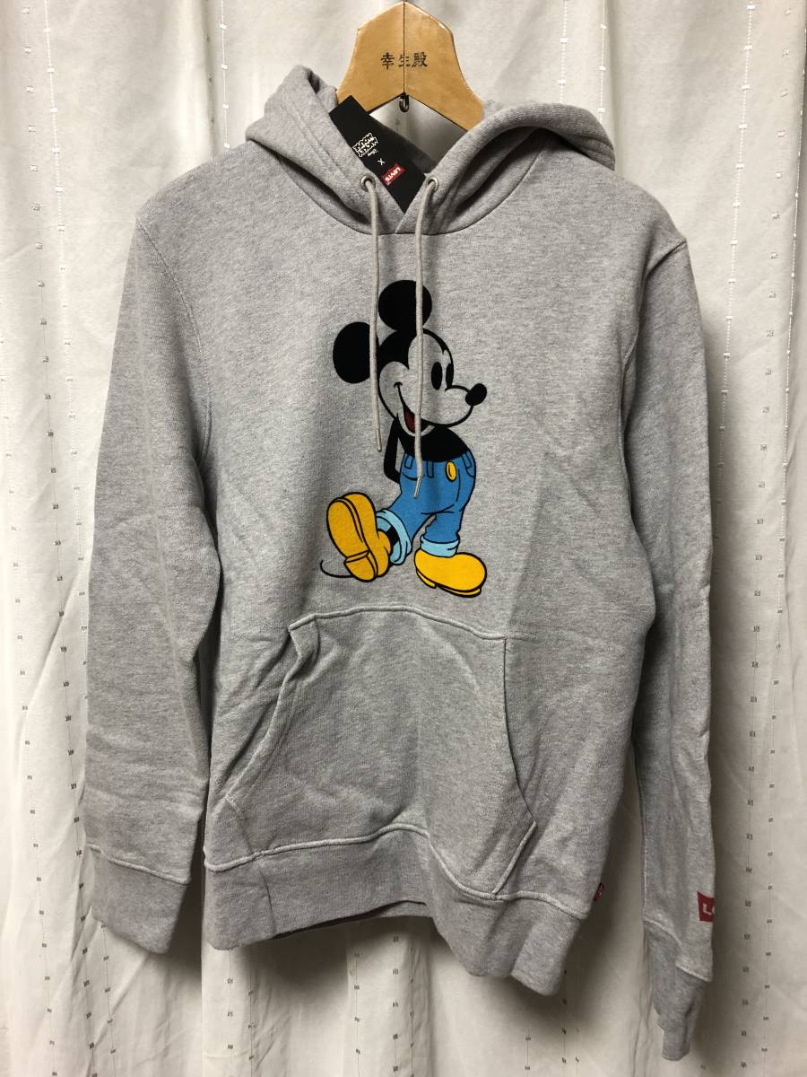 新品 Levi’s Disney 90周年記念 パーカー 灰 M リーバイス box ロゴ パーカ hoodie ディズニー ミッキー Mickey_画像1