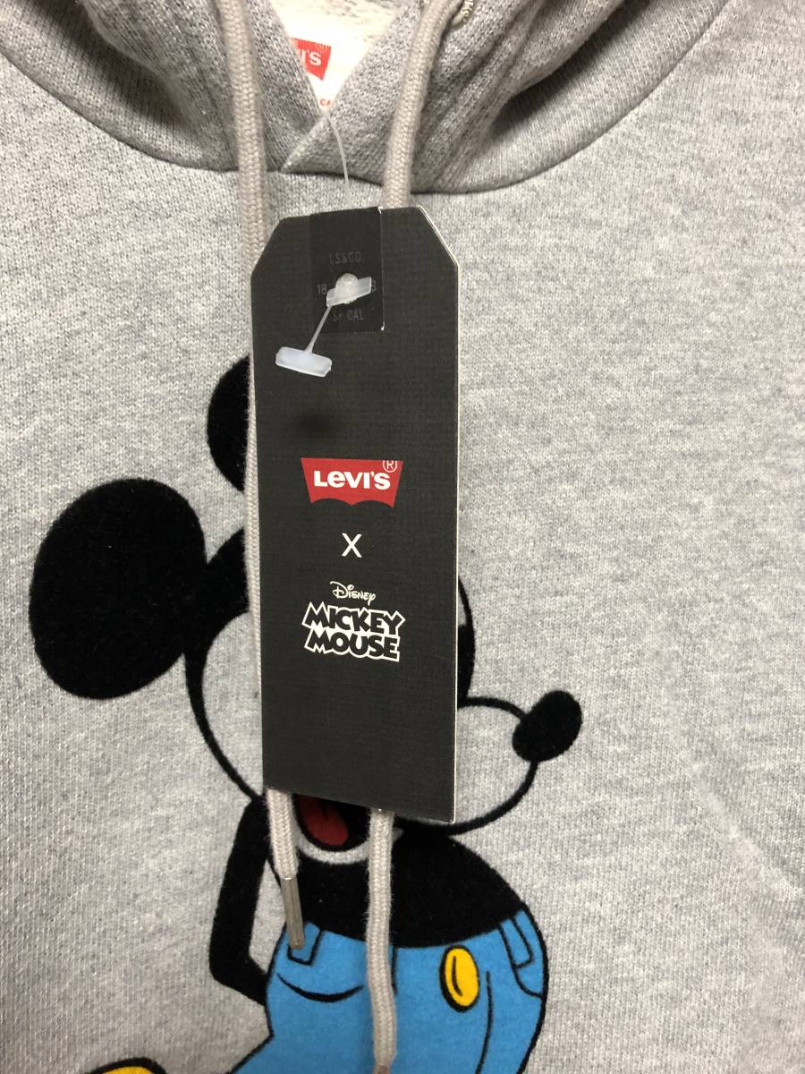 新品 Levi’s Disney 90周年記念 パーカー 灰 M リーバイス box ロゴ パーカ hoodie ディズニー ミッキー Mickey_画像2